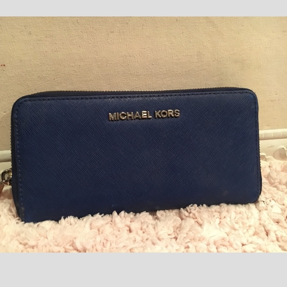 Michael Kors Handbags - Michael Kors Blue Zip Around Continental Wallet